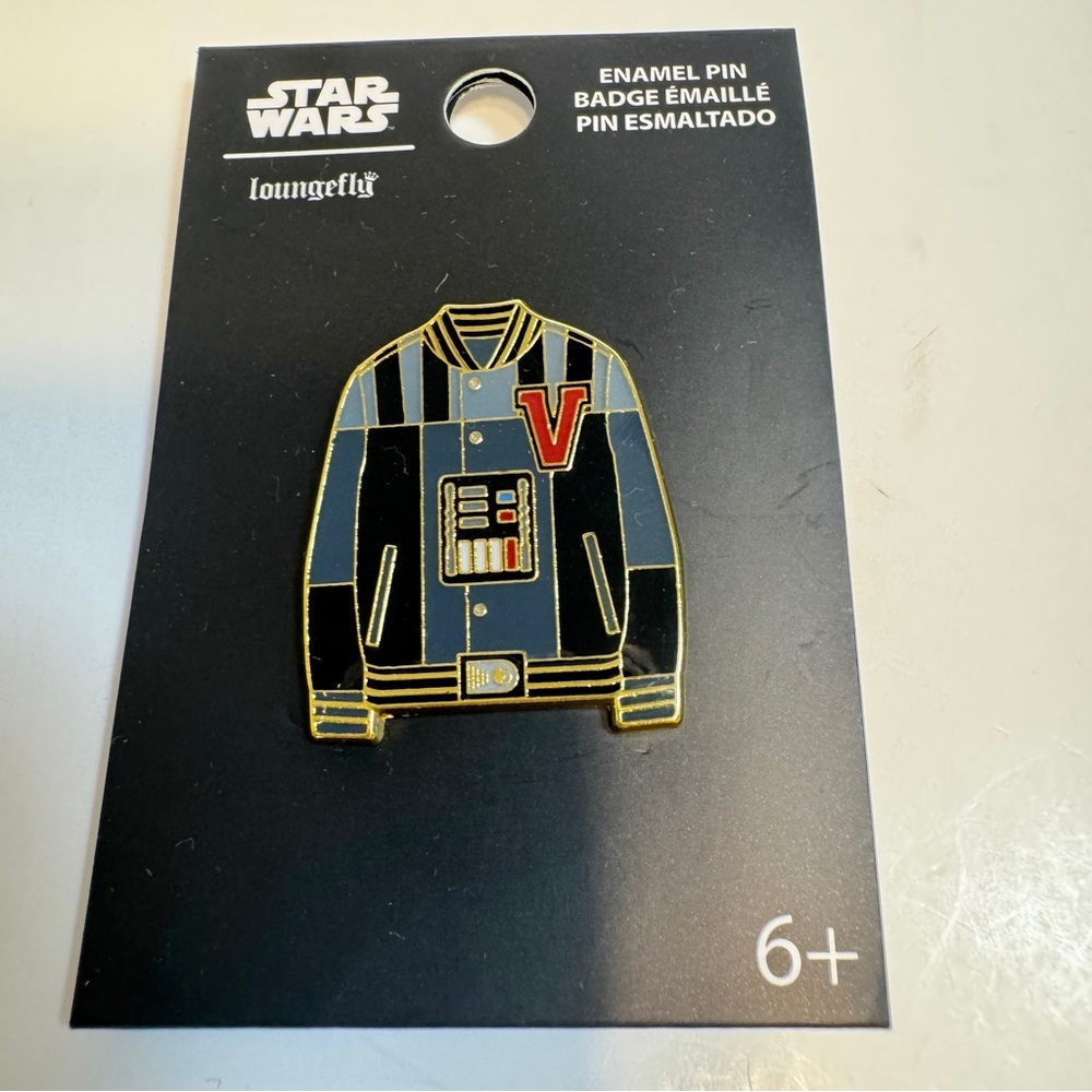 NWT. Vader Pin. Loungefly Star Wars Darth Vader Varsity Jacket Enamel Pin.